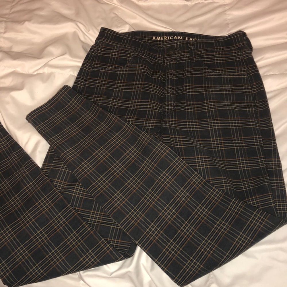 Plaid skinny jeans